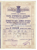 Certificat : Banc D'épreuve Officiel Des Armés à Feu Et Des Munitions , Saint Etienne - 1950 - ...