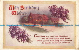 R043940 Greetings. With Birthday Wishes. House And Road. Salmon. 1922 - Welt