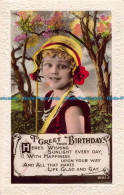 R043545 Greeting Postcard. To Greet Your Birthday. Little Girl. Art. RP. 1936 - World