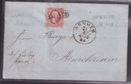 Nederland  NVPH Nr 2 Uit 1864 Op HANDGESCHREVEN BRIEF Van EBERFELD Gelopen Van ARNHEM Naar Fa BUNGE Te AMSTERDAM (12.404 - Storia Postale