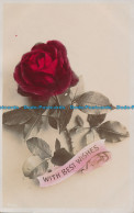 R043552 Greeting Postcard. With Best Wishes. Red Rose. A. And G. Taylor. Reality - World