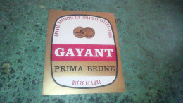 Douai Grande Brasserie Les Enfants De Gayant Ancienne étiquette De Bière Gayant Prima Brune - Bier