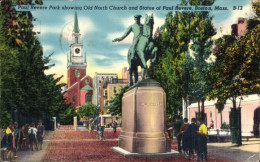 CPA Boston Massachusetts USA, Paul Revere Park, Kirche, Statue - Andere & Zonder Classificatie