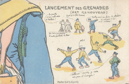 Militaire Carte Puzzle Série Halte Là La Vie Au Régiment CPA Lancement Des Grenades - Humour