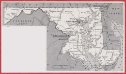 Carte Du Maryland. Etats Unis. USA. Larousse 1960. - Historische Dokumente