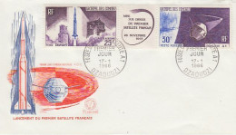 Archipel Des Comores  Lancement Premier Satellite Français 2v FDC 1966 (OO166) - Ozeanien