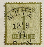 France Alsace- Lorraine YT N°1 Oblitéré/used Cachet De Metz 13/08/1871 - Gebruikt