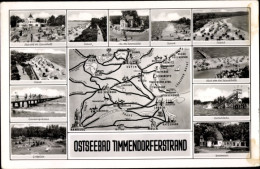 CPA Ostseebad Timmendorfer Strand, Landkarte, Strandhalle, Seebrücke, Rutschbahn - Other & Unclassified