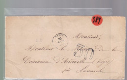 Une Lettre Dite Précurseurs      Cachet Nancy 1856   Destination Ainvelle Par Lamarche Vosges Taxe 30 - Other & Unclassified