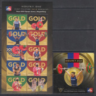 2021 Philippines Tokyo Olympics Weightlifting  Miniature Sheet Of 10 + Souvenir Sheet GOLD MNH - Filippijnen