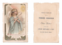 Vichy, 1re Communion D'Odette Desbre, 1923, église Saint-Louis, Ange, Cit. R.P. De Gonnelieu, éd. Bouasse-jeune 4088 - Devotieprenten