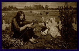 Ref 1651 - Early Postcard - The Goose Girl - Geese Birds Animal Theme - Sonstige & Ohne Zuordnung