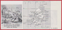 Île Maurice. Les Hollandais à L'île Maurice, Gravure. Carte De L'île. Larousse 1960. - Documenti Storici