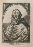 POPE PAUS.   SIXTUS V   12 X 8 CM   17eme GRAVURE - Devotion Images