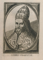 POPE PAUS.   URBANUS VII   12 X 8 CM   17eme GRAVURE - Images Religieuses
