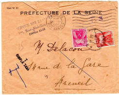 1951  "  PREFECTURE DE LA SEINE " Taxée Griffe Simple Taxe  Gerbes 5f + 10f  ( état ) - 1859-1959 Used