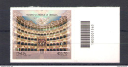 2013 Repubblica Italiana, "Teatro Fenice" - Non Dentellato - Non Fustellato , N° 3496A , MNH** - Codice A Barre - Códigos De Barras