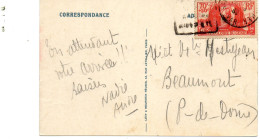 Timbre Génie Militaire 70c+50c (N°423) Seul Sur Carte Postale. - 1921-1960: Periodo Moderno