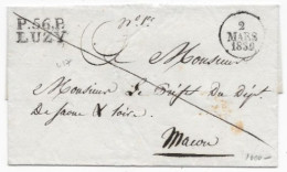 Département NIEVRE Lettre De 1830 Marque Postale P56P / LUZY Rare Indice 17 (sans Texte) - 1801-1848: Precursori XIX