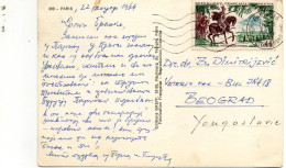 Timbre Vercingétorix (N°1495) Seul Sur Carte Postale Vers La Yougoslavie. - 1961-....