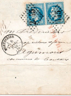 Bande Aff No 29 Paire Sur Avis Et Chargé En Rouge-Montdidier T 16 --Au Dos Type 24 De Pierrepont-sur-avre Du 7 MAI 70 - 1849-1876: Periodo Classico