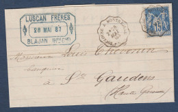 Cachet De Convoyeur   TOULOUSE  A   MONTREJEAU  Sur Lettre Avec 15c Sage - Railway Post