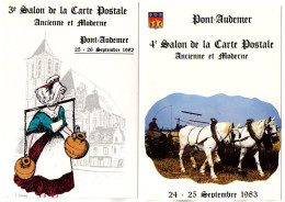 Lot De 2 CP. PONT-AUDEMER.  3ème Et 4ème Salon De La Carte Postale. - Bolsas Y Salón Para Coleccionistas