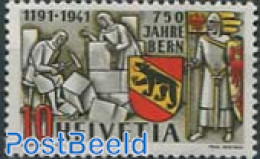 Switzerland 1941 750 Years Bern, Colour Variety Dark Orange 1v, Mint NH, History - Coat Of Arms - Unused Stamps