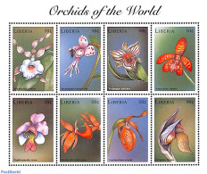 Liberia 2000 Orchids 8v M/s, Mint NH, Nature - Flowers & Plants - Insects - Orchids - Altri & Non Classificati