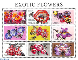 Tanzania 1998 Flowers & Insects 9v M/s, Mint NH, Nature - Flowers & Plants - Insects - Tansania (1964-...)