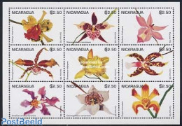 Nicaragua 1995 Orchids 9v M/s (9x2.50), Mint NH, Nature - Flowers & Plants - Orchids - Nicaragua