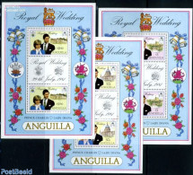 Anguilla 1981 Charles & Diana Wedding 3 M/ss, Mint NH, History - Charles & Diana - Kings & Queens (Royalty) - Familles Royales