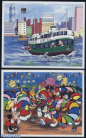 Antigua & Barbuda 1994 Hong Kong/Disney 2 S/s, Mint NH, Transport - Ships And Boats - Art - Disney - Ships