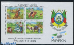 Brazil 1992 Arbrafex S/s, Mint NH, Nature - Performance Art - Various - Birds - Cattle - Horses - Dance & Ballet - Mus.. - Unused Stamps