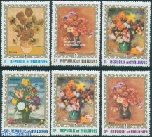 Maldives 1973 Flower Paintings 6v, Mint NH, Nature - Flowers & Plants - Art - Modern Art (1850-present) - Paintings - .. - Maldives (1965-...)