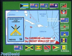 Nevis 2007 Cricket World Cup 2007 S/s, Mint NH, History - Sport - Various - Flags - Cricket - Sport (other And Mixed) .. - Cricket
