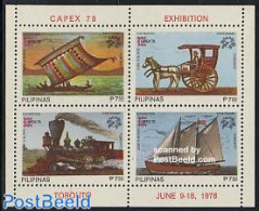 Philippines 1978 Capex 78 S/s, Mint NH, Science - Transport - Telecommunication - Coaches - Ships And Boats - Telecom