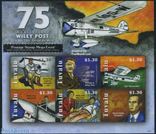 Tuvalu 2008 75 Years Wiley Post Flight Around The World 6v M/s, Mint NH, Transport - Aircraft & Aviation - Avions