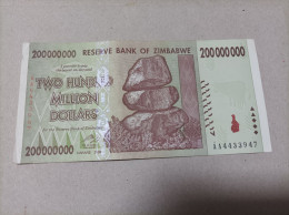 Billete Zimbabwe 200000000 Millones De Dólares, Año 2008, Serie AA - Simbabwe