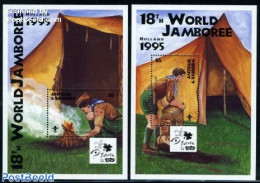 Antigua & Barbuda 1995 World Jamboree 2 S/s, Mint NH, History - Sport - Netherlands & Dutch - Scouting - Géographie