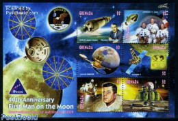 Grenada 2009 First Man On The Moon 6v M/s, Mint NH, Transport - Space Exploration - Sonstige & Ohne Zuordnung