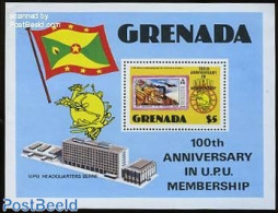 Grenada 1981 UPU Membership S/s, Mint NH, Transport - Stamps On Stamps - U.P.U. - Railways - Briefmarken Auf Briefmarken