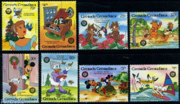 Grenada Grenadines 1986 Christmas, Disney 8v, Mint NH, Nature - Religion - Cats - Turtles - Christmas - Art - Disney - Noël