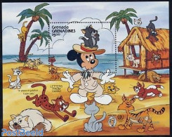 Grenada Grenadines 1985 Int. Youth Year S/s, Disney, Mark Twain, Mint NH, Nature - Cats - Art - Disney - Disney