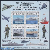 Saint Helena 1992 Falklands Liberation S/s, Mint NH, History - Transport - Militarism - Helicopters - Aircraft & Aviat.. - Militaria