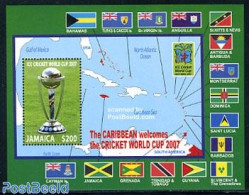Jamaica 2007 ICC Cricket World Cup S/s, Mint NH, History - Sport - Various - Flags - Cricket - Sport (other And Mixed).. - Cricket