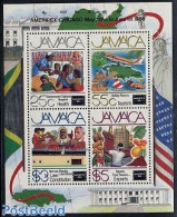 Jamaica 1986 Ameripex S/s, Mint NH, Health - Nature - Sport - Transport - Various - Health - Fruit - Golf - Aircraft &.. - Frutta