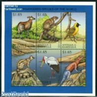 Antigua & Barbuda 1997 Endangered Animals 6v M/s (6x1.65), Mint NH, Nature - Animals (others & Mixed) - Birds - Reptiles - Antigua Y Barbuda (1981-...)