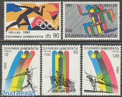 Greece 1992 Olympic Games Barcelona 5v (1v Joint Iss.w.France), Mint NH, Nature - Sport - Various - Horses - Athletics.. - Ongebruikt
