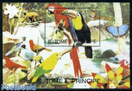 Sao Tome/Principe 1993 Birds S/s, Mint NH, Nature - Birds - Butterflies - Flowers & Plants - Monkeys - Toucans - Sao Tome And Principe